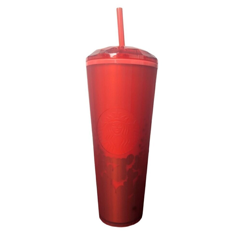 Starbucks Valentines 2022 Limited Edition Hearts Dome 24oz Tumbler Cup Red